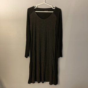 Eileen Fisher Tshirt Dress Long Sleeve Black Charcoal Grey Size M